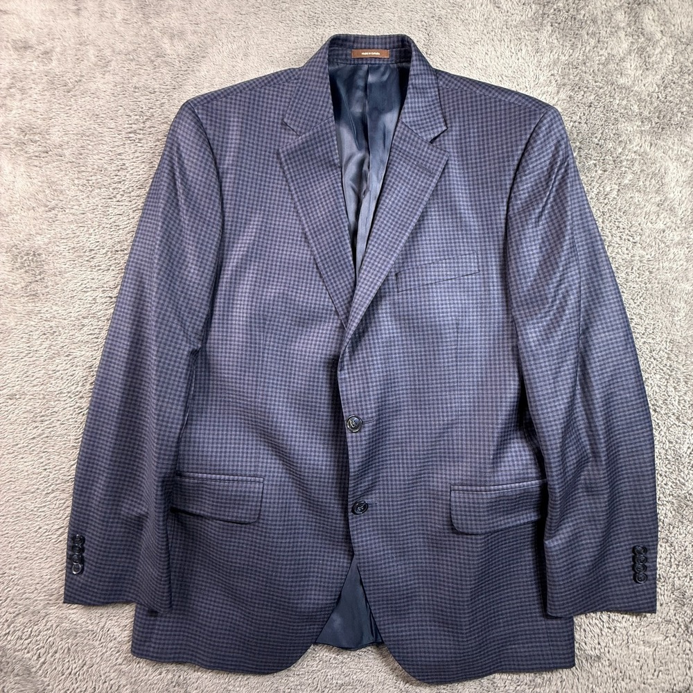 Peter Millar Mens 42R Navy Micro Check 100% Wool Blazer Sport Coat Canada Union